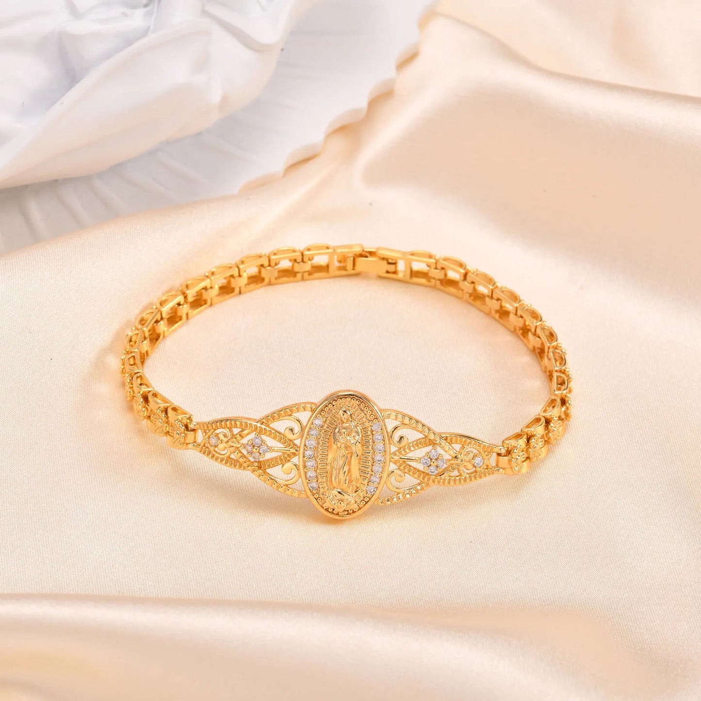 Virgen Dorada, Catholic 14k Gold Plated Bracelet
